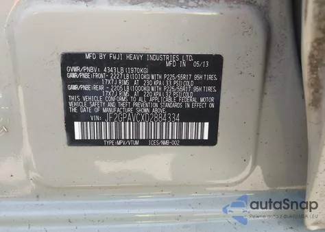 2013 Subaru Xv Crosstrek 2.0I Premium from USA, damaged, VIN JF2GPAVCXD2884334